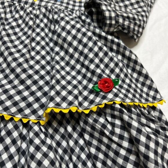 Mousefeathers Vintage Ruffled Tiered Checkered Midi Dress Juniors 8 Cottagecore - Picture 10 of 13